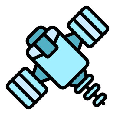 Uydu iletici simgesi renk ana hatları vektörü