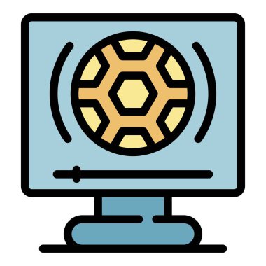 Çevrimiçi bilgisayar futbol ikonu renk ana hatları vektörü