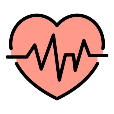 Kalp hızı simgesi renk ana hatları vektörü