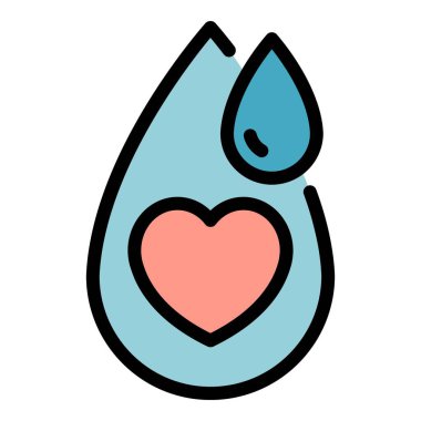 Kalp damlası simgesi renk ana hatları vektörü