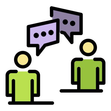 İşbirliği toplantısı simgesi renk ana hatları vektörü