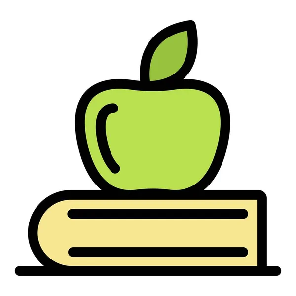 Apple на бізнес-книгах Ікона кольору контури вектор — стоковий вектор
