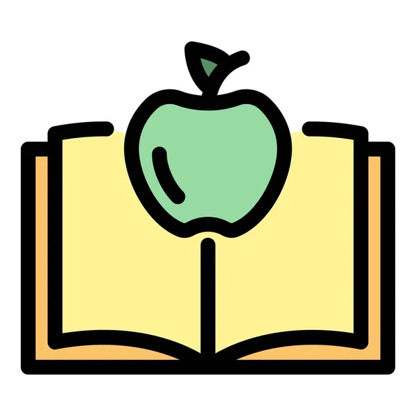 Apple libro gravità icona colore contorno vettore — Vettoriale Stock
