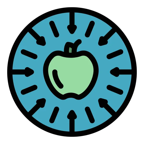 Apple Gravitation Symbol Farbe Umrissvektor — Stockvektor