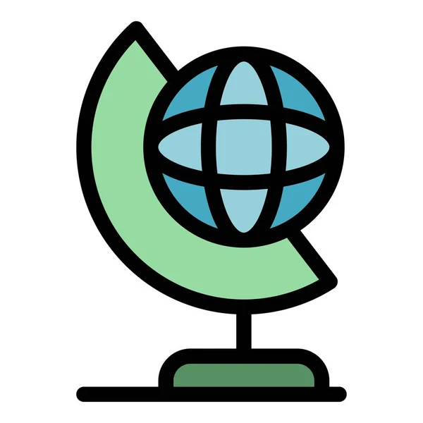 Schule Globus Symbol Farbe Umrissvektor — Stockvektor