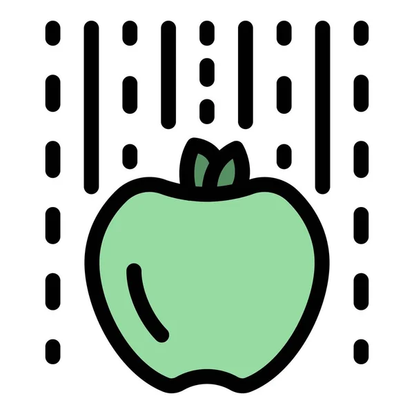 Apple Herbst Symbol Farbe Umrissvektor — Stockvektor