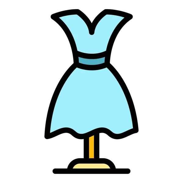 Мода французька сукня іконка кольору контуру вектор — стоковий вектор