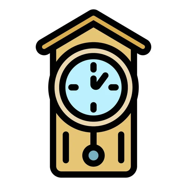 アラーム振り子時計のアイコンカラーアウトラインベクトル — ストックベクタ