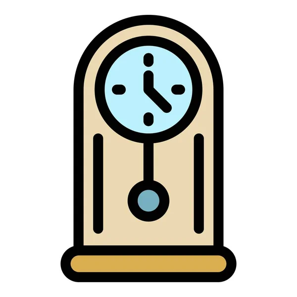 時間振り子時計のアイコンカラーアウトラインベクトル — ストックベクタ