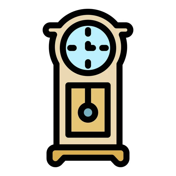 Horloge pendule icône couleur contour vecteur — Image vectorielle