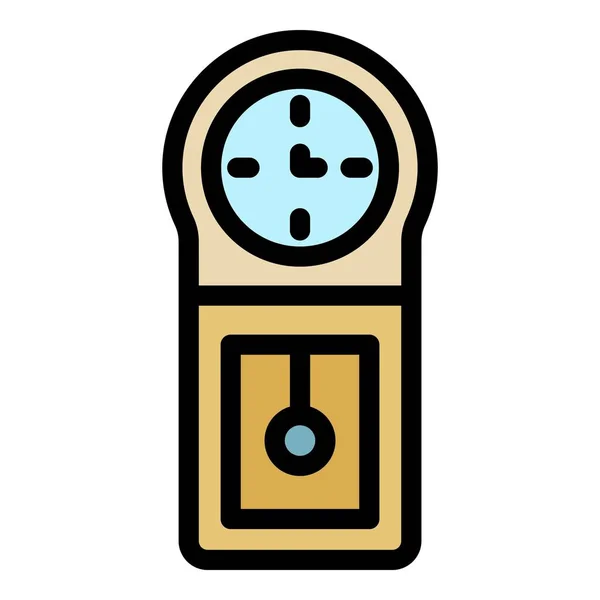 Accueil pendule horloge icône couleur contour vecteur — Image vectorielle