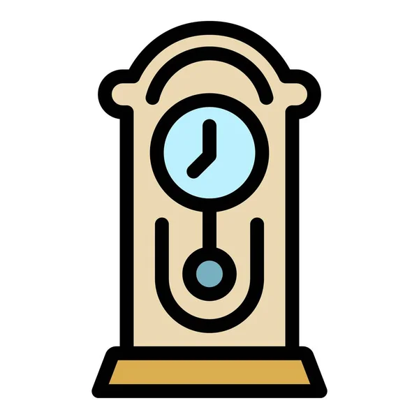 Business pêndulo ícone do relógio vetor contorno de cor — Vetor de Stock