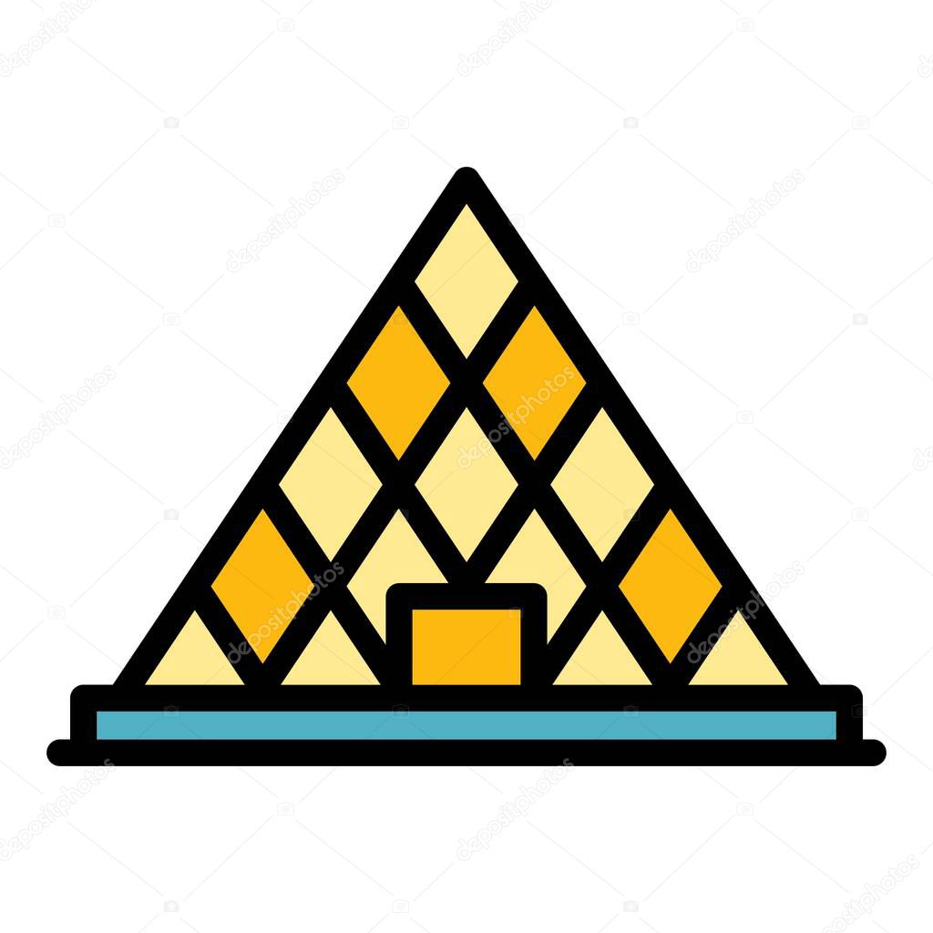 French glass pyramide icon color outline vector