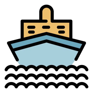 Donanma yolcu gemisi simgesi renk ana hatları vektörü