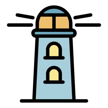 Deniz feneri simgesi renk ana hatları vektörü