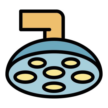 Laboratuvar tıbbi lamba simgesi renk ana hatları vektörü