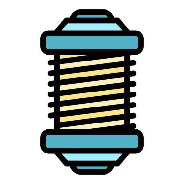 Balıkçılık makara aracı simgesi renk ana hatları vektörü