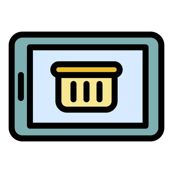 Tablet shopping icône couleur contour vecteur — Image vectorielle