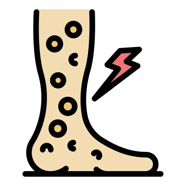 Alergia no ícone da perna vetor de contorno de cor — Vetor de Stock