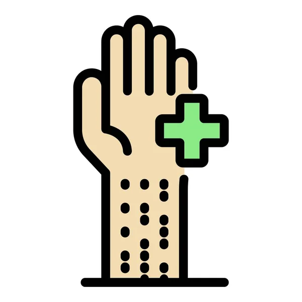 Gesunde Hand Symbol Farbe Umrissvektor — Stockvektor
