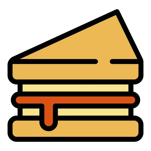 Grande ícone de sanduíche vetor contorno de cor — Vetor de Stock