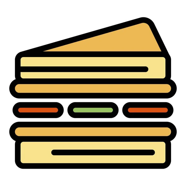 Цветовой вектор контура цветного бутерброда с овощами — стоковый вектор