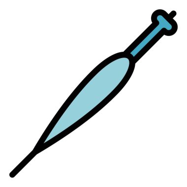 Rod bobber simgesi renk ana hatları vektörü