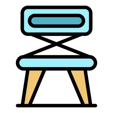 Katlanmış sandalye simgesi renk ana hatları vektörü