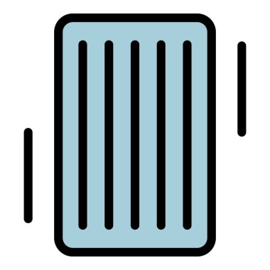 Yüzen şişme yatak simgesi renk ana hatları vektörü