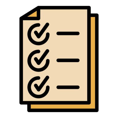 Kelle avcısı kontrol listesi simgesi renk ana hatları vektörü