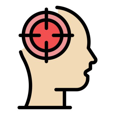 Baş görev hedef simgesi renk ana hatları vektörü