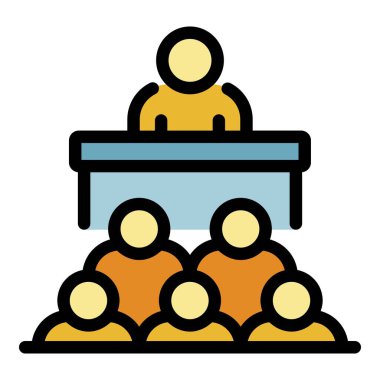 Seçici konuşmacı simgesi renk ana hatları vektörü