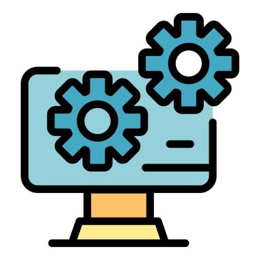 Ekran simgesi renk ana hatları vektöründe iki vites