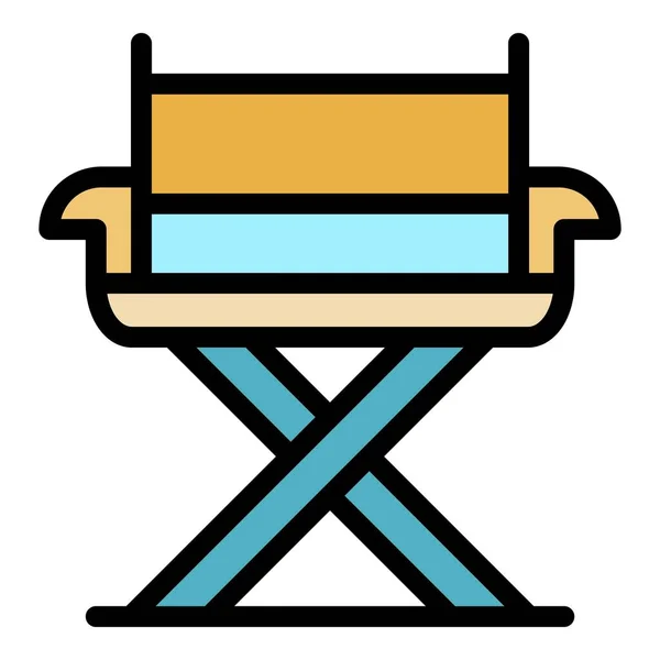 Campamento portátil icono de la silla color contorno vector — Vector de stock