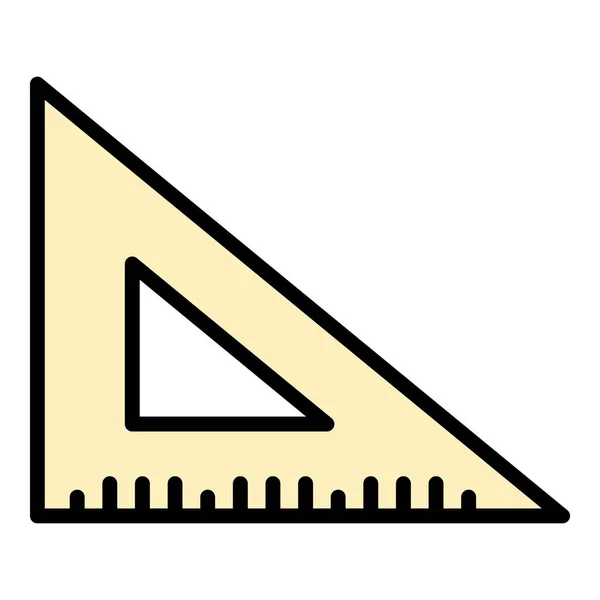 Vetor de contorno de cor de ícone de régua triangular —  Vetores de Stock