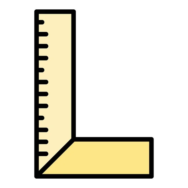 Rechtwinklig Lineal Symbol Farbe Umrissvektor — Stockvektor