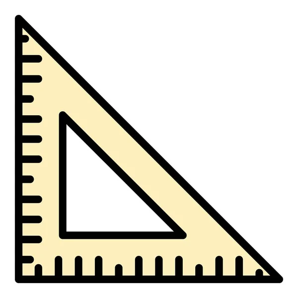 Schule Dreieck Lineal Symbol Farbe Umrissvektor — Stockvektor