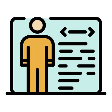 Kod simgesi renk ana hatlı insan ve pencere