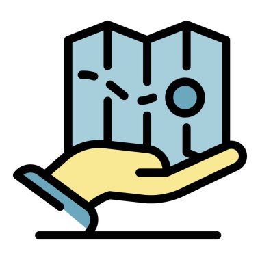 El simgesi renk ana hatları üzerindeki yol haritası