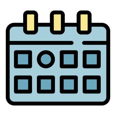 Duvar takvimi renk ana hatları vektörü