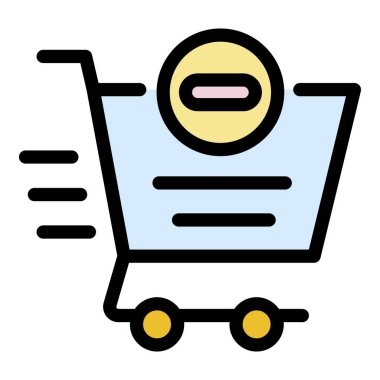 Hızlı kısıtlama mağaza arabası simgesi renk ana hatları vektörü