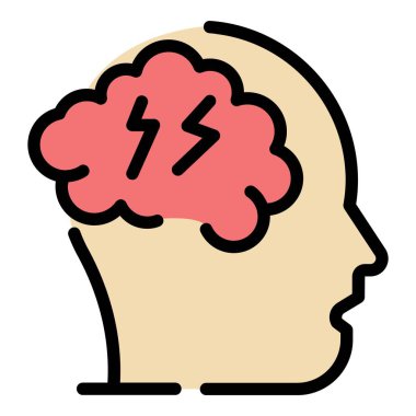 Migren simgesi renk ana hatları vektörü