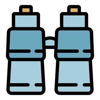 Turist dürbünü simgesi renk ana hatları vektörü