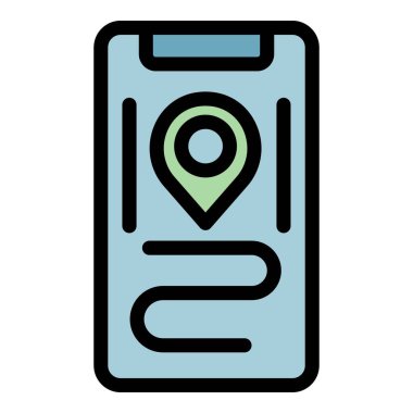 Çivilenmiş konum simgesi renk ana hatları vektörü