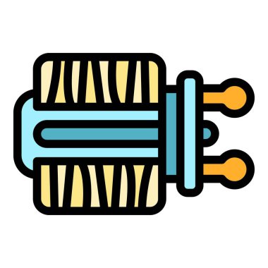 Rod bobin simgesi renk ana hatları vektörü