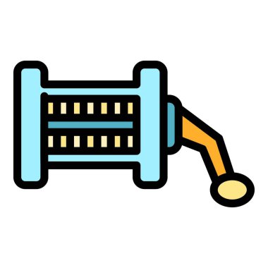 Dönen balık makarası simgesi renk ana hatları vektörü