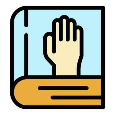 İncil simgesi renk ana hatları vektörüne el at