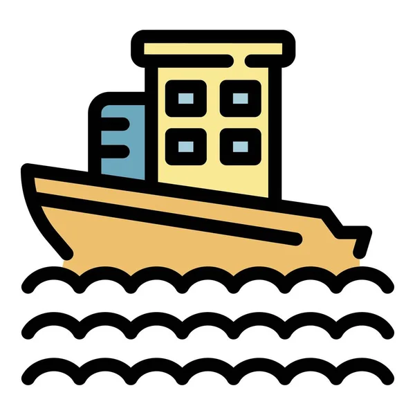 Cruise ship icon color outline vector — Stock Vector