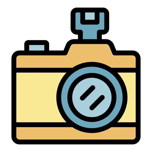 Vetor de contorno de cor do ícone da câmera — Vetor de Stock