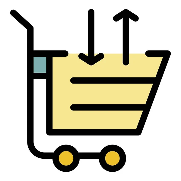 Logistique magasin panier icône couleur contour vecteur — Image vectorielle